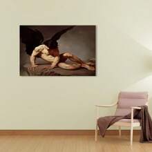 1Pc Angel Wings Wooden Box Cloth Painting Thickness Cm/0.9 Inch High Quality Mural Print Poster Direct Hanging Mural Decoration, Suitable For Family Gifts, Christmas Gifts, Living Room, Bathroom, Bedroom, Kitchen - Black - View 3