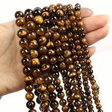 1 Strand Natural Yellow Tiger Eye Stone Beads Round Loose For Jewelry Making DIY Crafts Fashion Accessories - Tiger Eye Stone - 查看 6