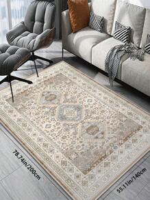 卧室地毯：不掉毛波西米亚风地毯，复古，可机洗，防滑硅胶背衬，适合家庭办公室和其他人流量大的区域，米色棕褐色，6.5'*9.8' - 棕色 - 查看 10