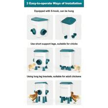 家禽喂养套装，自动鸡喂食器和饮水器套件，适用于鸟类、鸭子、鹅 - 易于使用，无需电池，鸟类喂养和饮水用品（塑料产品表面轻微划痕不可避免，不会影响外观和使用） - 彩色 - 查看 5