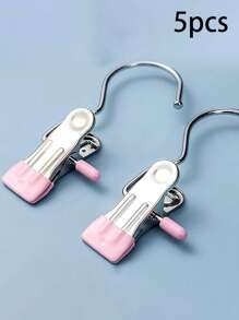 10pcs Of Stainless Steel Clothes Clip, Laundry Clothes Nail With Hook, Portable Hanging Clothes Clip, Wardrobe Organizer, Hanger Halloween Decorations Halloween Costumes Autumn Decor Festival Decor