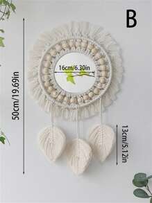 1 件 BOHO 手工编织流苏木珠圆形镜子亚克力镜片，适合作为纪念品赠送给朋友和家人，用挂饰装饰客厅和卧室 - 适用于卧室、客厅、走廊、日托中心、厨房、办公室、农舍等 - 彩色 - 查看 14