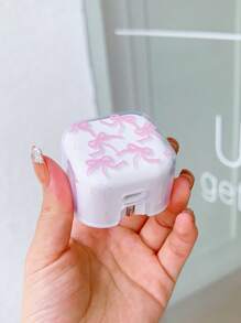 可爱蝴蝶结充电器保护套适用于英国 20W 快速充电适配器，防摔透明保护套适用于手机、iPad、三角插头充电器 - 粉色 - 查看 4