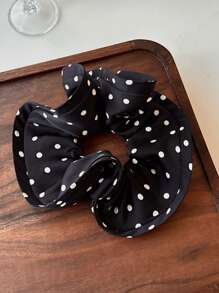 1 件法式黑白波尔卡圆点发圈，适合户外佩戴，头饰