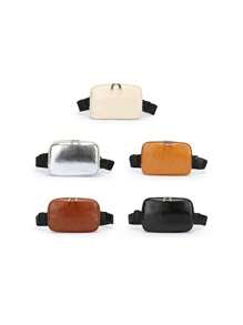 Solid Color PU Fanny Pack, Children's Minimalist Casual Shoulder/Crossbody/Chest Bag, Lightweight - A - View 2