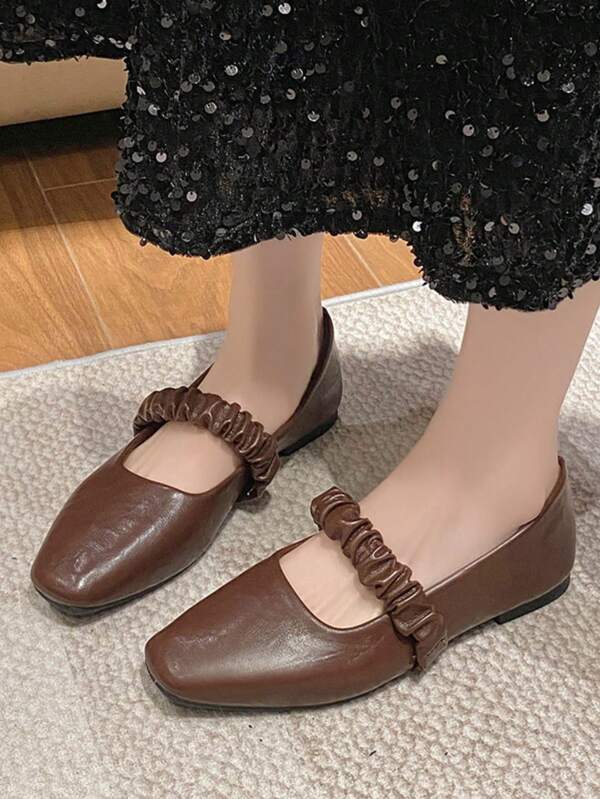 French Retro Women Square Toe Mary Jane Flat Shoes, 2025 Spring New One Buckle Strap Comfortable Slip-On Casual Loafers