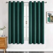 2入組遮光窗簾面板組,實心保溫環狀遮光窗簾,適用於臥室和客廳,隔光阻熱窗簾,增強房間隱私,適用於派對裝飾 - 墨綠色 - 查看 20