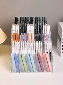 1 pièce Support d'affichage de stylo neutre en acrylique, support incliné de bureau en acrylique transparent pour stylo, organisateur et présentoir de stylo polyvalent pour magasin de papeterie