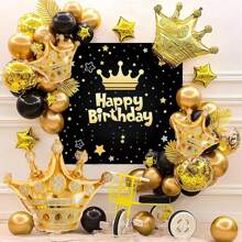 12 个皇冠形气球、金色皇冠装饰、金箔气球适用于生日派对装饰 - 金色 - 查看 2