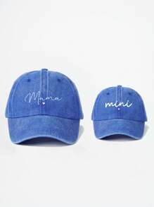 Șapcă de baseball lavabilă cu imprimeu de inimă MAMA+MINI, 2 buc., pălărie casual reglabilă cu protecție solară pentru exterior, potrivită pentru băieți și fete, călătorii de primăvară/toamnă, vacanță