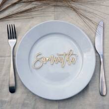 1pc Mirror Acrylic Cake Hanger, Text Acrylic, Cupcake Decoration, Personalized Name Place Card, Cake Decoration Name, Silver Gold Custom Cake Decoration,Wedding Essentials - Multicolor - View 4