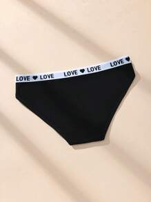 5pcs/Pack Black Classic Low Rise Letter Jacquard Women Seamless Briefs - Black - View 8