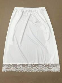 Half Slips For Women Underskirt Short Mini Skirt With Floral Lace Trim - White - View 2
