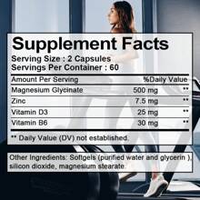 Magnesium Glycinate & Zinc Supplement With Vitamins D3 & B6 - Supports Bone Health & Promotes Restful Sleep - 120 Softgels - 1 Bottle - View 2