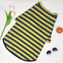 Medium & Large Dog Round Neck Striped Short Sleeve Breathable T-Shirt