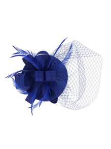 1 قطعة قبعة مزين بالريش والنقاب لحفل الشاي وسباق كنتاكي وحفل الزفاف, اكسسوارات شعر قبعات صغيرة وقبعات ميني فوق