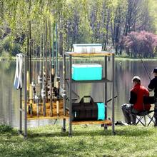 Fishing Rod Rack Fishing Equipment Organizers With Wheels, Metal Fishing Gear Shelf Up To 12 Rods, Fishing Rod Holders Fishing Pole Storage Cart For Garage Home Entryway Corner