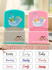 1pc Custom Name Stamp For Kids Clothing Waterproof, The Name Stamp Personalized For Clothes ,Handwritten Signature Stamp,Personalized Clothing Stamps For Clothes, DIY Customized Cartoon Self Inking Name Seal Stamp For Business Use,Art Activities For Children - Style a - View 2