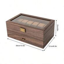 24 Slots Watch Box Watch Case Jewelry Holder Watch Display Case With Drawer UK - Brown color - View 2
