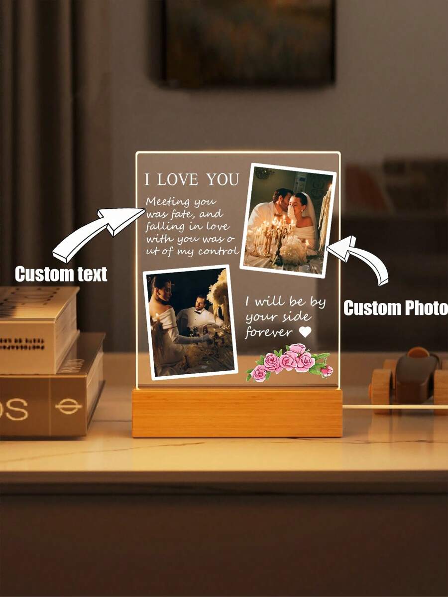 1 Đèn ngủ LED ảnh ghép cá nhân hóa cho các cặp đôi, Đèn ngủ Acrylic tùy chỉnh có ảnh và văn bản, Đèn ảnh tùy chỉnh, Đèn LED ảnh ghép cá nhân hóa, Quà tặng ảnh ghép cá nhân hóa, Đèn ngủ phòng ngủ - Nhiều màu - Xem 1