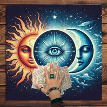 1pc Elegant Sun And Moon Mandala Tarot Cloth - Vibrant Starry Altar Decor, Made Of Polyester Fabric, Ideal For Divination, Pendulum Boards, Witchcraft - Suitable For Halloween, Christmas And More Uses, Tablecloth, Ritual Cloth, Gift