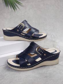 Elegant & Versatile! Oversized Women's Woven Decor Platform Slippers, Fashionable Steps For Every Walk