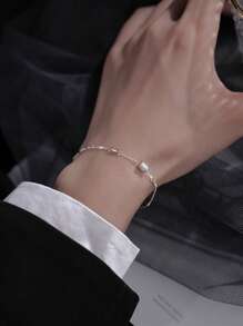 1pc Fashion S925 Sterling Silver Waist Design Bracelet, Minimalist & Elegant Style, Suitable For Women Daily Wear - Small Waist Bracelet - View 2