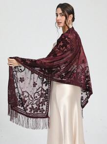 1pc Delicate Embroidery Flower Pattern Square Scarf With Ruffle Edge, Versatile Elegant Women Neckerchief - Multicolor - View 17