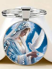 Unique Virgin Mary Keychain - Design Charm For Backpacks, Car Keys, Perfect Gift For Valentine's Day, Christmas, Birthday, Holidays Car Accessories Bag Charm School