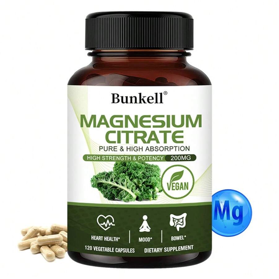 Magnesium Citrate Capsules 200mg - Supports Gut & Heart Health - 120 Capsules - 1瓶 - 查看 1
