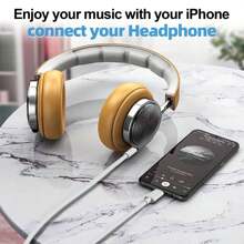 FCV (Certifié Apple MFi) Câble AUX compatible avec , câble audio Lightning vers mini-jack 3,5 mm, 3 pi/1 m, adaptateur de prise casque mâle câble audio stéréo AUX compatible avec 14/13/12/11/XR/X/8/7 (blanc) - Blanc - Voir 4