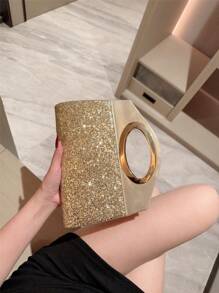 1 件优雅迷人闪亮亮片派对手提包，奢华闪亮晚宴手拿包，正式女士手提包适合派对、婚礼、舞会、宴会