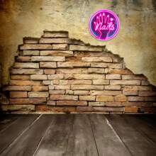 Vivid Neon "Nail" Sign - Circular Aluminum Wall Art With Pink And Purple Glow, Great For Home, Bar, Cafe Decor - Fashionable Tin Art, Perfect Gift For Friends, Family, DIY Lovers, Neon Sign For Wall Decoration, Random Hole Design Gifts Birthday Graduation