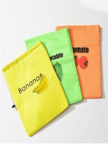 Set de 3 bolsas de almacenamiento con cordón de protección fresca, bolsas reutilizables para plátanos, tomates, lechugas para la cocina, oficina, dormitorio, cajas de almacenamiento abiertas para organización del hogar