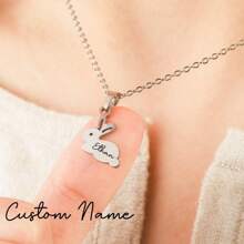 1 pieza Collar con nombre de conejo personalizado, Delicado regalo de Pascua para niños, Joyería personalizada, Regalo para ella