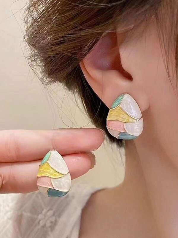 1 Pair Minimalist Elegant Teardrop Earrings, Suitable For Women To Wear In Festivals And Everyday