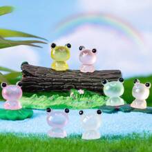 100 件迷你树脂夜光小鸭子，小型微型小雕像鸭子，DIY 水族馆、花园景观、玩具屋装饰品 - 夜光青蛙混發 - 查看 4