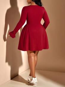 BIUBIU 加大码胸部褶皱蝴蝶结长袖荷叶边下摆短款优雅派对礼服、婚礼宾客、毕业派对、婚礼晚会、生日派对、新款女装