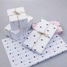 1/5/10/20pcs Premium Tissue Paper With Red Heart Pattern, Multi-Purpose Peach And White Decorative Paper Pieces For Gift Wrapping, Scrapbooking, Bouquets, Crafts And Wedding Decorations