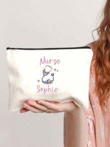 Personalized Beige Printed Nurse Bag, Customized Nurse Bag, Customized Toiletries Storage Bag, Cosmetics Storage Bag, Nurse Thank-You Gift, Registered Nurse Bag, New Nurse Gift, Customized Printed Girl Bag, Daily General Use - Multicolor - View 5