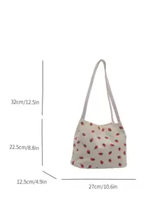 1 Pc Fashion Maiden Strawberry Print Shoulder Bag Sweet Big Children Handbag Coin Purse Versatile Lightweight Portable Buckle Closure For Daily Storage Bag For Travel Vacation Shopping Kids Outdoor Supermarket Birthday Festival Children's Gifts Give A Gift To Your Daughter Corduroy Cute Strawberry Pattern Casual Bag Perfect Key Storage Bag For Children Student Girl Bestfriend Travel Accessories - Strawberry Shoulder Bag - View 2