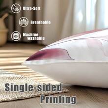 4 piezas Funda de almohada con estampado de hojas en acuarela rosa y púrpura, de 17.7*17.7in (45*45cm) / 19.69*19.69in (50*50cm), de poliéster, impresa por un solo lado, solo funda (sin relleno de almohada), decoración para el hogar, sofá, cama, coche, etc.