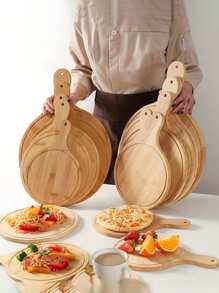 1pc 6-13 Inch Bamboo Wood Pizza Peel Paddle, Circular Baking Tray, Food Serving Platter For Pizza, Bread, Steak, Fruit, Cheese, Pizza/Fruit Cutting Board, Pancake Tray, Baking Kitchen Utensil, Back To School Supplies
