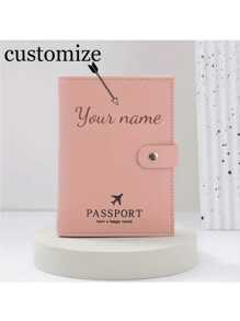 Funda para pasaporte personalizable con nombre, estuche para tarjetas, multifunción minimalista de unicolor de gran capacidad, adecuado como regalo exclusivo para novias, mamás