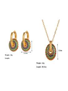 New Fashionable Paint Drip Necklace And Earring Jewelry Set, Stainless Steel Earrings For Women