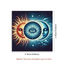 1pc Elegant Sun And Moon Mandala Tarot Cloth - Vibrant Starry Altar Decor, Made Of Polyester Fabric, Ideal For Divination, Pendulum Boards, Witchcraft - Suitable For Halloween, Christmas And More Uses, Tablecloth, Ritual Cloth, Gift