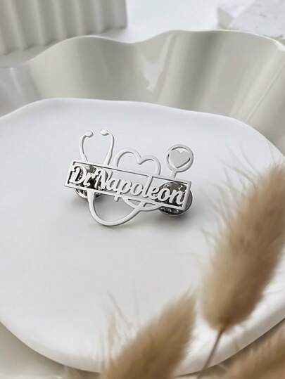 Customized Medical Stethoscope Name Badge, Personalized Stethoscope Doctor/Nurse Lapel Pin, Stainless Steel Name Tag Brooch, Multi-Functional Accessory, Girl's Jewelry, Son, Daughter, For Nurse, Ideal Gifts For Her, Graduation Gift, Back To School