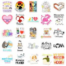 50 piezas Pegatinas con eslogan en inglés "Las mascotas son los mejores amigos de los humanos", diseño lindo y divertido, adhesivo, impermeable, para decorar maletas, botellas de agua, teléfonos, computadoras portátiles, monopatines, equipaje, cascos