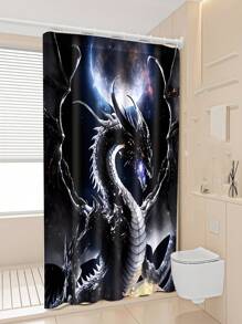 1pc Moonlight Dragon Print Waterproof Shower Curtain, Fabric Bathroom Decor Curtain With 12 Hooks, Decorative Bathtub Partition Curtain, Modern Household Bathroom Decor, Waterproof Polyester Fabric, Machine Washable, Grommet Top, Great As A Gift, Size: 35inX70in, 47inX70in, 59inX70in, 70inX70in Mother's Day Flowers, Personalized Gifts For Mom, Last Minute Gifts, Mother's Day Ideas, Mothering Sunday Gifts, Handmade Cards For Mum, Best Mother's Day Gifts Under $50