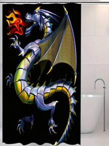 1pc Moonlight Dragon Print Waterproof Shower Curtain, Fabric Bathroom Decor Curtain With 12 Hooks, Decorative Bathtub Partition Curtain, Modern Household Bathroom Decor, Waterproof Polyester Fabric, Machine Washable, Grommet Top, Great As A Gift, Size: 35inX70in, 47inX70in, 59inX70in, 70inX70in Mother's Day Flowers, Personalized Gifts For Mom, Last Minute Gifts, Mother's Day Ideas, Mothering Sunday Gifts, Handmade Cards For Mum, Best Mother's Day Gifts Under $50